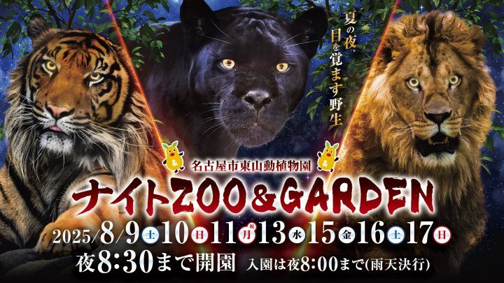 東山動植物園 ナイトZOO＆GARDEN｜8月9日（土）〜17日（日）夜の動物とライトアップされた幻想的な園内を満喫